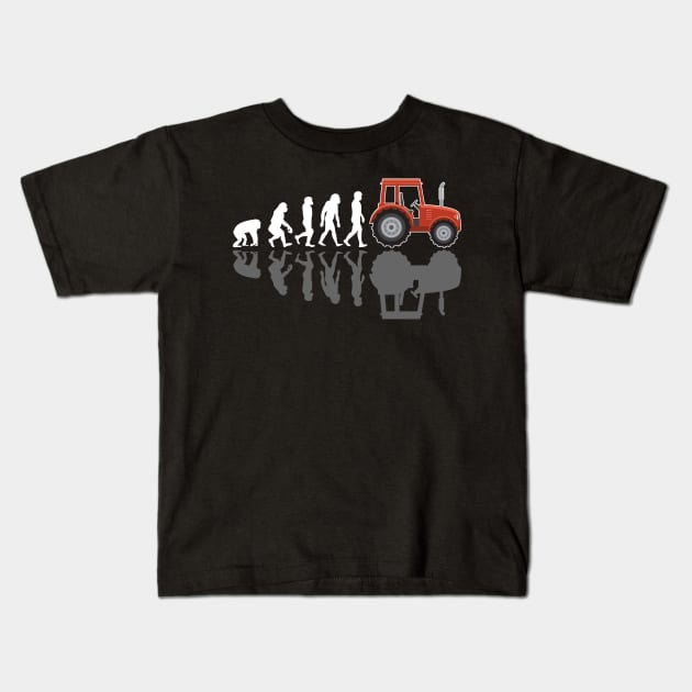 Tractor Farmer Evolution with Shadow Kids T-Shirt by Shirtbubble